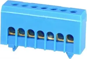 Terminal block Simet insulated neutral N 7‑pole for TS35, 7×16 mm², blue (model 89820003)