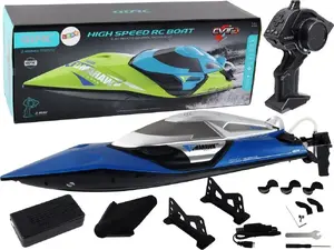 Remote Control Speedboat LEANToys 16350, 2.4 GHz, Lights, 30 km/h, Blue