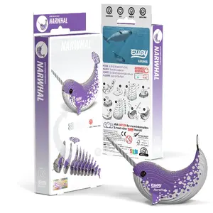 3D puzle Fat Brain Toys Eugy Narwhal — dzīvnieki, no 6 gadiem, izmēri 39×67 mm