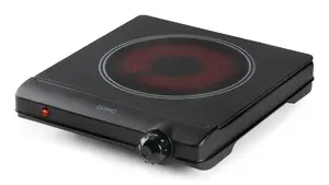 Ceramic hob Domo DO30111KP, countertop 1-zone, 25.3 cm, 1250 W, black, rotary control