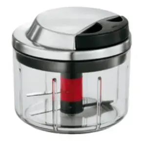 Manual food chopper Rosle 16272 — stainless steel blades, plastic housing, 120 mm height, 13 cm diameter, black/red/transparent