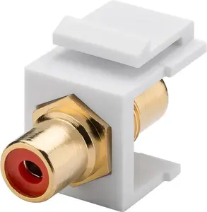 Keystone module GOOBAY 79669 — flat RCA female connector, red/white, 14.7 mm