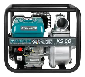 Насос водяной Könner & Söhnen KS 80 — бензиновый, 100 бар, 60 000 л/ч, напор до 28 м, 400×490×410 мм