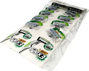 Razor blades pack BIC Flex 3 Sensitive — disposable cartridge cards, 10 pcs