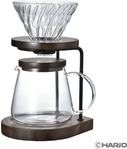 HARIO Drip Stand Set Walnut — coffee dripper stand with walnut base