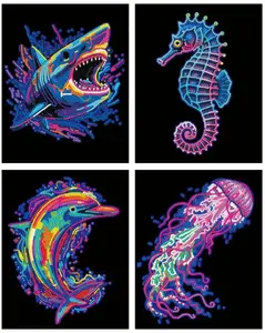Набор Diamond Dotz Adults Flocked Neon Sea Life от Diamond Dotz — набор для рукоделия с флокированными неоновыми стразами, морская тема