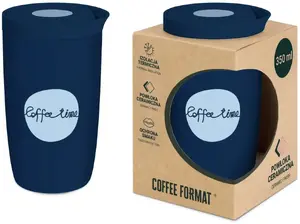 Travel mug Coffee Format Kubek termiczny 350 ml – Blue with text