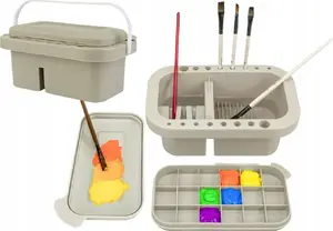 Organizer brush cleaning container and storage box LEANToys 20206 for washing and storing makeup and craft brushes