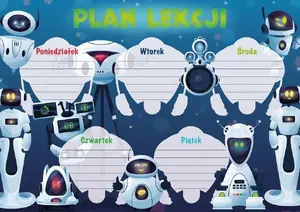 School timetable planner A5 HENRY - 'Plan lekcji A5 - Roboty' organiser, compact format
