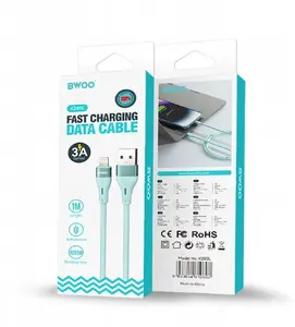 Кабель USB-A — Lightning BWOO X280L, 3A, силиконовый, минималистичный, зелёный