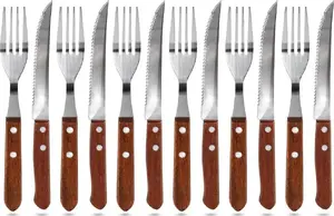 Cutlery set for steaks and pizza No name 12 pieces — knives and forks, service set
