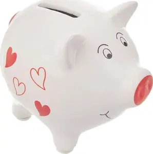 Ceramic Piggy Bank ORION Skarbonka 10 cm — pig with four-leaf clover design