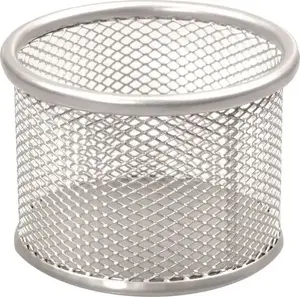 Desk accessory Tetis Przybornik round medium silver – Tetis organizer cup