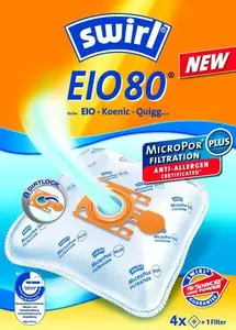 Пылесборники для пылесоса SWIRL EIO 80 для EIO BS 80–88, 4 шт., оранжево‑белые