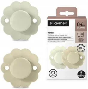 Knupītis Suavinex SUAVINEX SX PRO silikona fizioloģiska 2 gab. 0–6M aqua‑pelēks