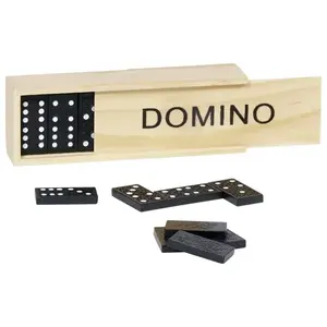 Domino game in wooden box, Goki 28 pieces, wooden tiles 38×19 mm