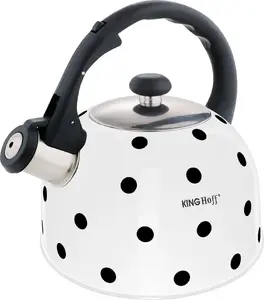Tea Kettle KingHoff KH-1053 enamel 2.6 L polka dot pattern