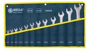 Set of Open-End Wrenches MEGA 34432, sizes 6–32 mm, 12 pieces