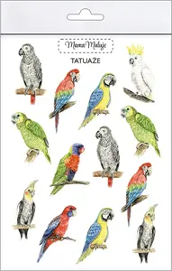 Temporary Tattoos TEKA Tatuaże zmywalne Papugi – Parrot Designs, Washable Body Stickers