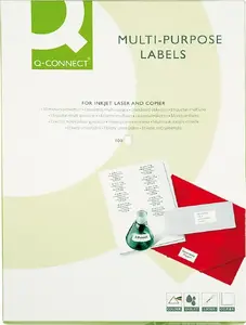Label sheets Q-Connect KF00190 — universal rectangular white labels 48.5×25.4 mm, 100 sheets