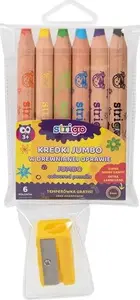 Wooden Jumbo Colored Pencils Strigo 6 Colors — pack of 6, thick triangular barrel for beginner drawing