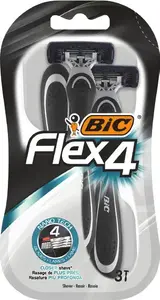 Razor blades BIC Flex 4 — pack of 3, Black/Grey handles