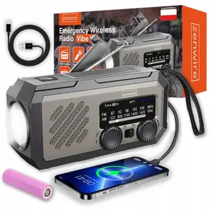 Portable Emergency Solar Hand-Crank Radio zenwire model 5904507521998 with battery and powerbank functions