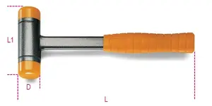 Hammer Beta Tools non-rebound, steel handle, 325 mm length, 50 mm head diameter