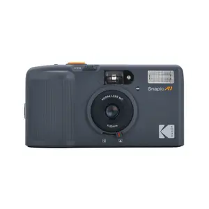 Compact film camera Kodak Snapic A1 — 35 mm, 1/100 s shutter, built-in flash, AAA batteries, grey