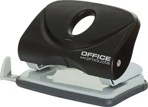 Дырокол office products, пробивает до 20 листов, пластиковый корпус, чёрный