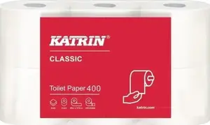 Tualetes papīrs Katrin Classic 400, 2 kārtu, 48 m uz ruļļa, 42 ruļļi kartonā