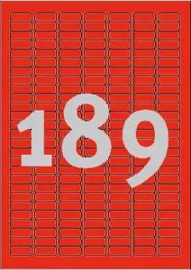 Pašlīmējošas printera uzlīmes Avery L6036-20, sarkanas, A4, 25,4×10 mm, 3780 gab. (20 lapas)
