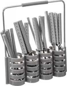 Cutlery Set with Stand, Dekoracja domu — 24 Pieces, Grey