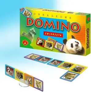 Domino game set Alexander DOMINO ZWIERZĘTA 0205 — wooden dominoes with animal illustrations