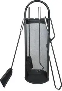 Fireplace Tool Set Iso Trade PK008 — fireplace accessory set, metal tools with stand