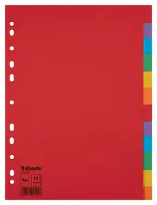 Divider sheets ESSELTE 100202 — Cardboard A4 multicolour, 12 pcs, 225×297×3 mm