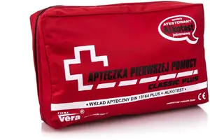 First Aid Kit with Breathalyzer Vera Classic Plus — vehicle medical kit with alcohol tester