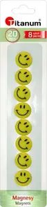 Magnetic smiley magnets for whiteboard Titanum 20 mm, 8 pcs, brand Titanum