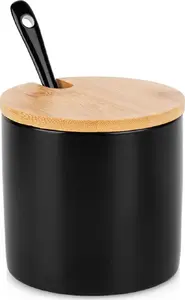 Ceramic Sugar Bowl with Spoon, Vilde 139681, Black