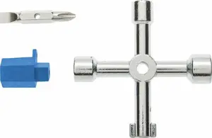 Universal Cabinet Key Högert Technik HT1W760 — 6 Interchangeable Ends for Lock Cabinets and Utility Boxes