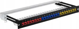 Patch panel Lexi-NET 19" modular shielded 24-port, black, 1U, sliding