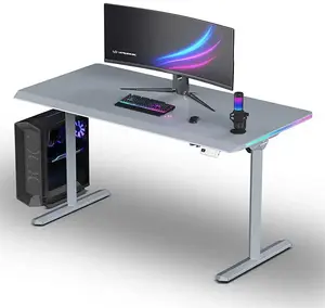 Игровой эргономичный стол Ultradesk QUEST 140×70 см, высота 72–120 см, серый