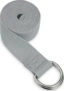 Yoga Strap Gaiam 61378 — Grey, adjustable length stretching strap for yoga and Pilates