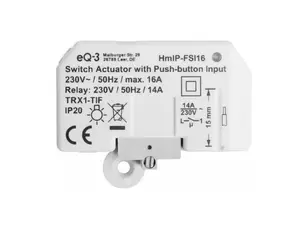 Light switch Homematic IP HMIP-FSI16, white, button control, 54×33×41 mm