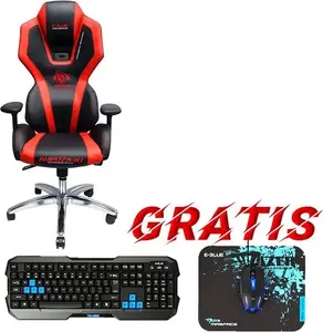 Gaming chair e-blue Auroza X1 LED black-red with Polygon gaming accessory set (EEC301P)
