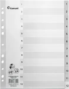TEKA document dividers A4 1–12 index tabs, pack for organizing files
