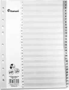 Binder dividers Titanum Przekładki A4 1-31 Pp In31 - A4 index tabs, 1–31, polypropylene