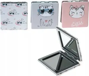 Double-sided cosmetic mirror Donegal model 612887 with cat motif — set of 12