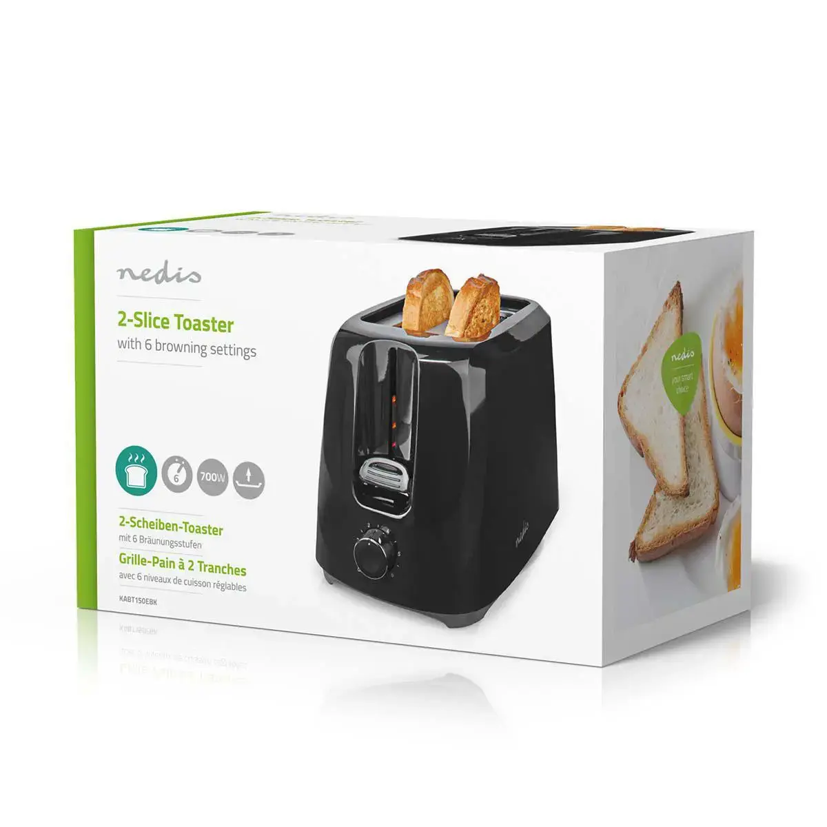 Toaster Nedis KABT150EBK — 2-slice, 700 W Photo 13