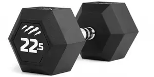 Dumbbell Tiguar HEX 22.5 kg — hex rubber-coated free weight for strength training